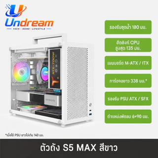 เคสคอมพิวเตอร์ S5 MAX 15L Mini Gaming Case M-ATX ITX กระจก Tempered Glass มีหูหิ้ว รองรับ PSU ATX/SFX สีดำ สีขาว