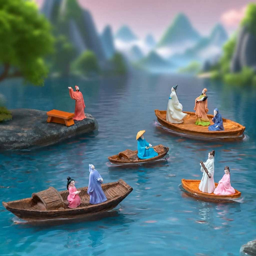 j842เรือไม้ลอยน้ำจำลองสำหรับจัดสวนของสะสม