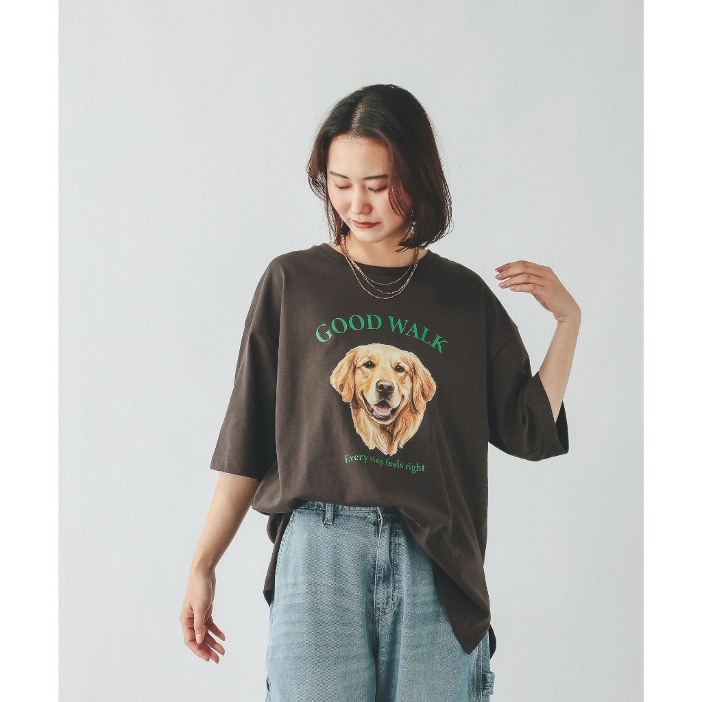 GLOBAL WORK【Fluffy Friends】เสื้อยืดผู้หญิง พิมพ์ลายน้องหมาน้องแมว Women Big T-shirt