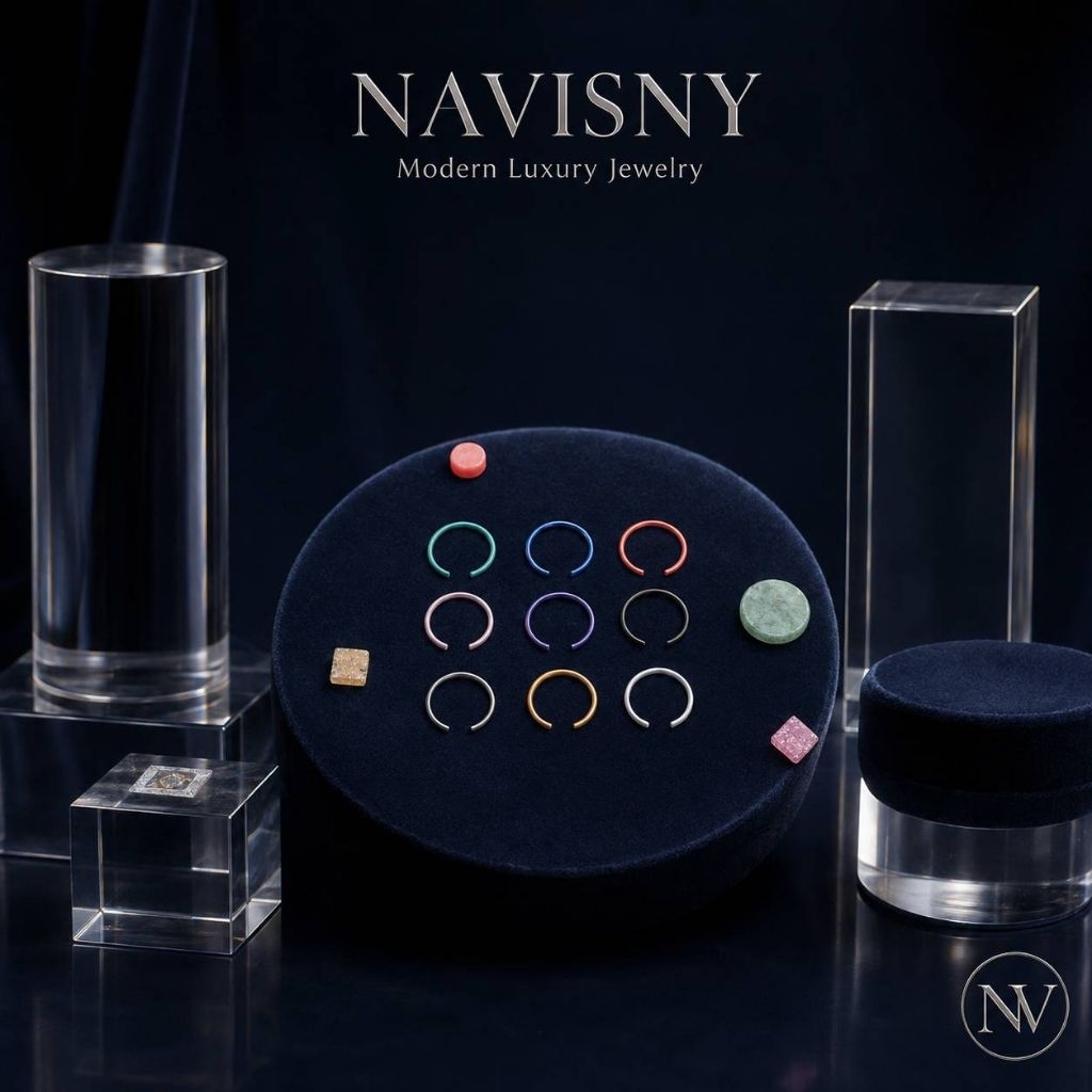 NAVISNY ห่วงจมูก Stainless Steel ก้านบาง จิวห่วงจมูก ดีไซน์เรียบหรู
