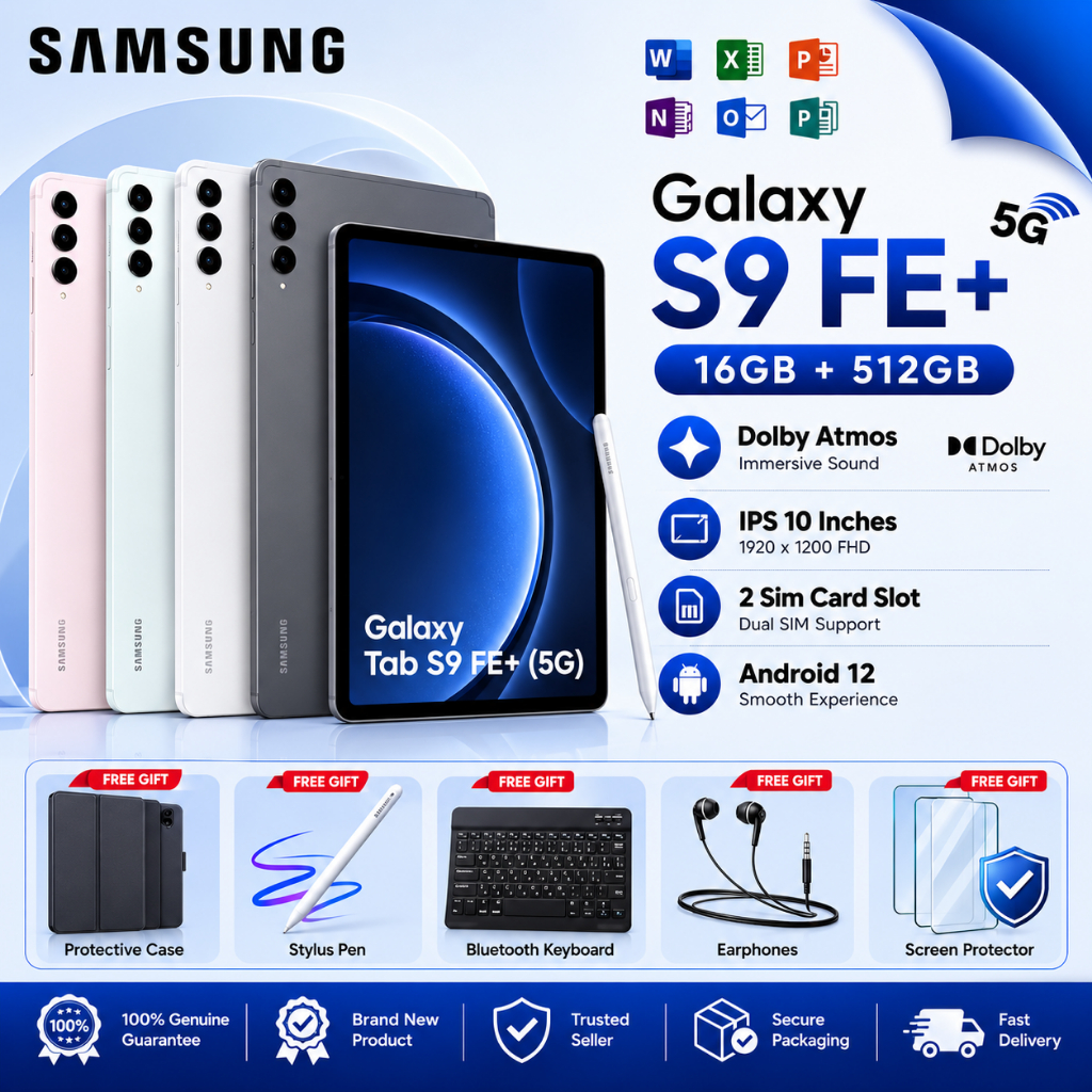✨ Samsung Galaxy Tab 5G | เรียน ทำงาน ดูหนัง เล่นเกม | RAM16GB ROM512GB | จอ 10.1" FHD | รองรับซิม 5G | Android 12