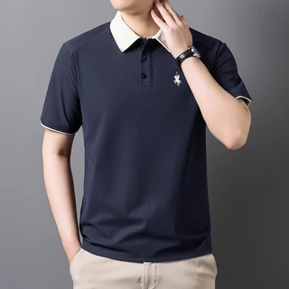 kcloset - เสื้อโปโลผู้ชายคุณภาพดี ผ้าฝ้าย 280 กรัม สั้นแขน คอปก เนื้อผ้าหนา มีลายปักโลโก้