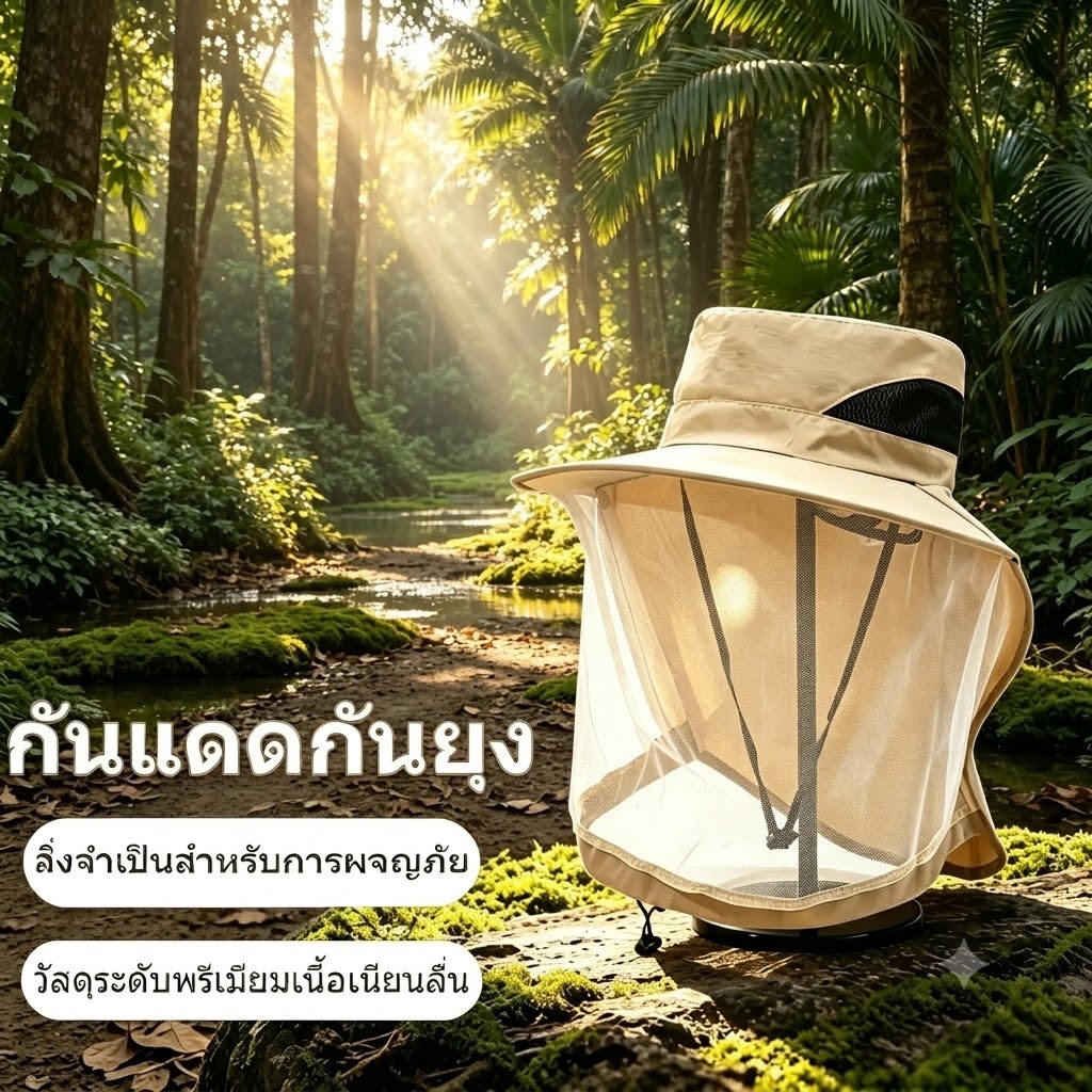 หมวกตาข่ายกันยุง หมวกกันแมลง มีหน้ากาก กันแดด กันลม เหมาะสำหรับการเดินป่า ตกปลา ทำสวน กิจกรรมนอกบ้าน