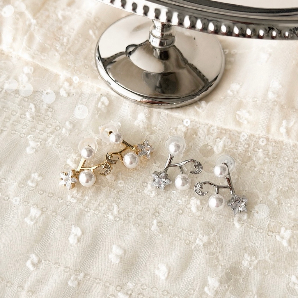 Socrush.bkk | MOONDUST earrings | SE-013 |ต่างหู มุก ดาว พระจันทร์