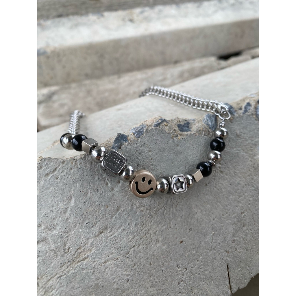 Smile face & Dice necklace