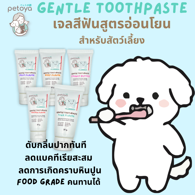 เจลสีฟันสูตรอ่อนโยน สำหรับสุนัขและแมว อร่อยจนชอบแปรงฟัน ลดกลิ่นปากทันที ป้องกันคราบหินปูนสะสม ปลอดภัย คนทานได้Food Grade