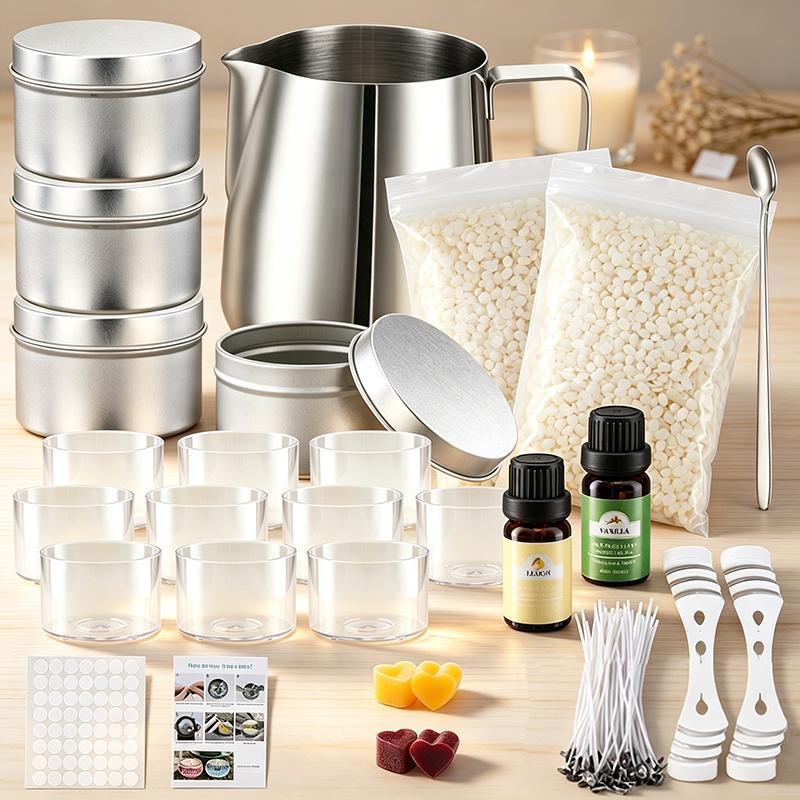 ชุดทำเทียนหอม Candle Making Kit แว็กซ์น้ำผึ้งพรีเมี่ยมบริสุทธิ์ 100% DIY แบบถ้วยทีไลท์