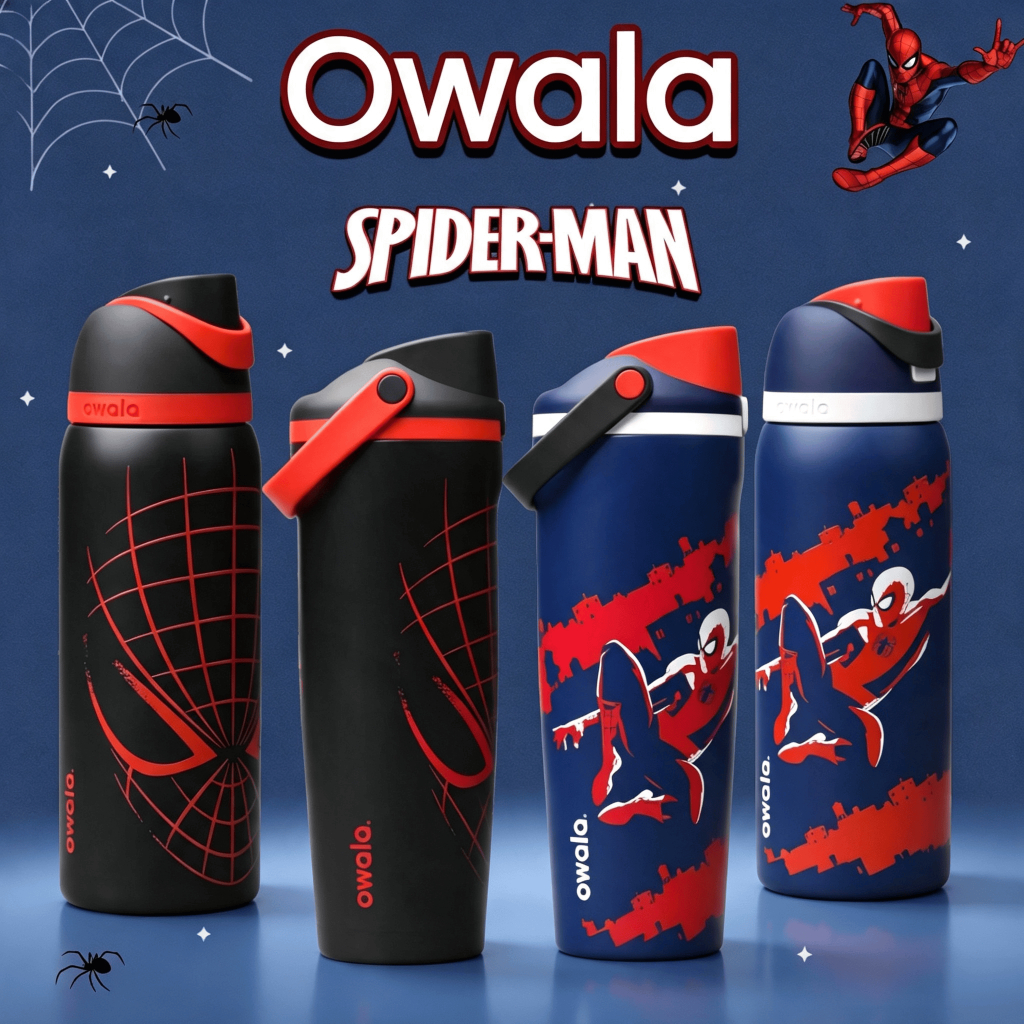 Owala Marvel Spider-Man FreeSip 24oz/32oz/30oz แก้วสแตนเลส 304 ฉนวนสุญญากาศ เก็บความร้อน ฝาล็อก กันรั่ว BPA Free