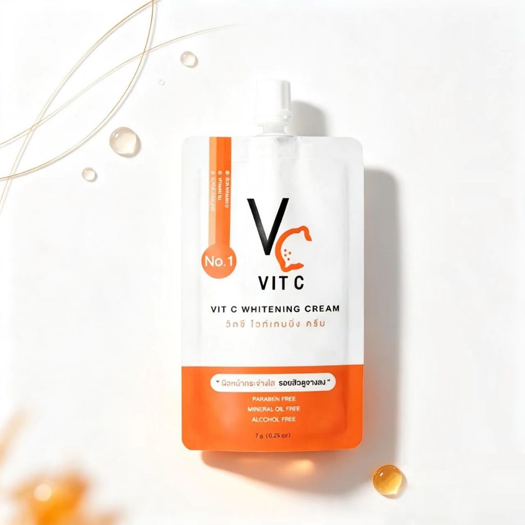 [1ซอง] Ratcha Vit C Whitening Cream ครีมวิตซี ผิวหน้ากระจ่างใส ลดรอยสิวและรอยด่างดำ