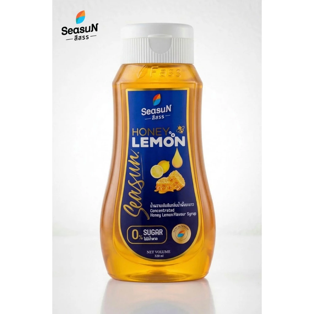 ไซรัปหญ้าหวาน สูตร KETO กลิ่นฮันนี่เลม่อน ตราสีสรร ขนาด 320 ml.