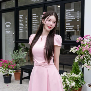 D259 เดรสคอวีแต่งโบว์ กระเป๋าล้วง มีไซส์S-3XL ใส่ทำงาน ออกงาน ไปงานแต่ง เพิ่มความมั่นใจได้เลย