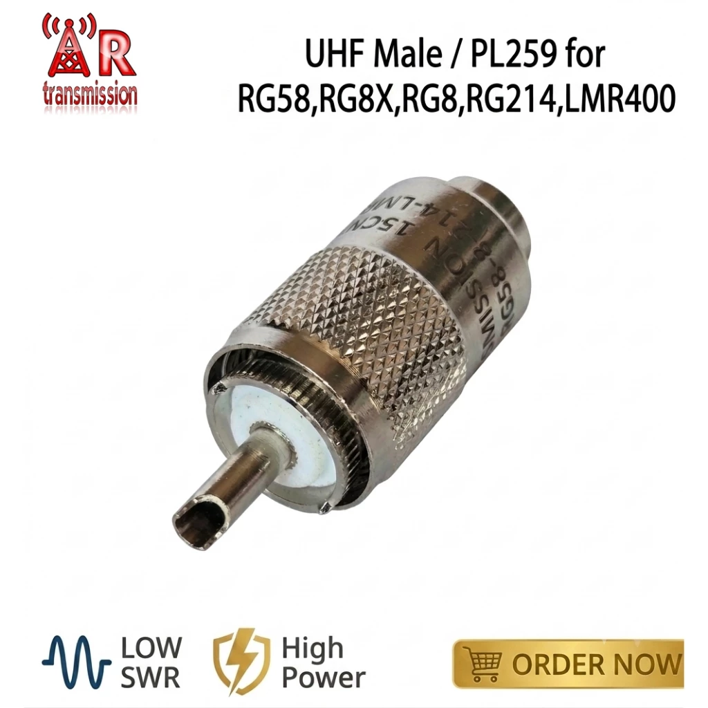 AR - PL259 / UHF Male สำหรับสาย RG58,RG142,RG400,RG8X,RG8,RG213,RG214,LMR400