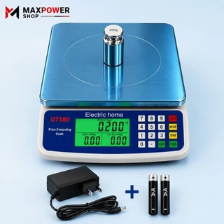 Maxpower เครื่องชั่งอาหารดิจิตอล ชั่งได้ 40 Kg / 1g พร้อมถ่านสเตนเลส ใช้ถ่าน + Adapter DT-580