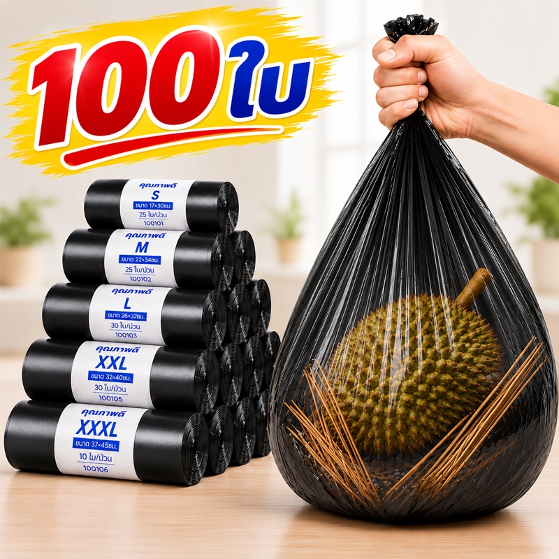 ถุงขยะหนาเอ็กซ์ตร้า แข็งแรงทนทาน ทนรั่ว100% ไม่ขาดง่าย ไม่มี