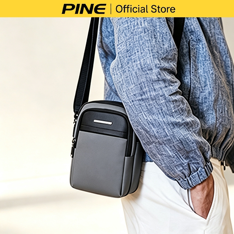 PINE ผู้ชายไนลอนกระเป๋าสะพายข้าง Casual Travel Messenger Satchel ความจุขนาดใหญ่กระเป๋าทุกวัน