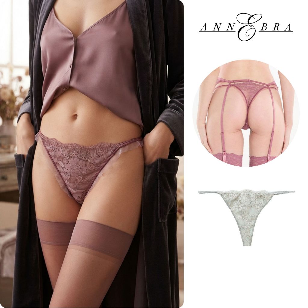Annebra กางเกงในลูกไม้ ทรงตอง ผ้าลูกไม้ยืด Thong Lace Panty รุ่น AU3-095