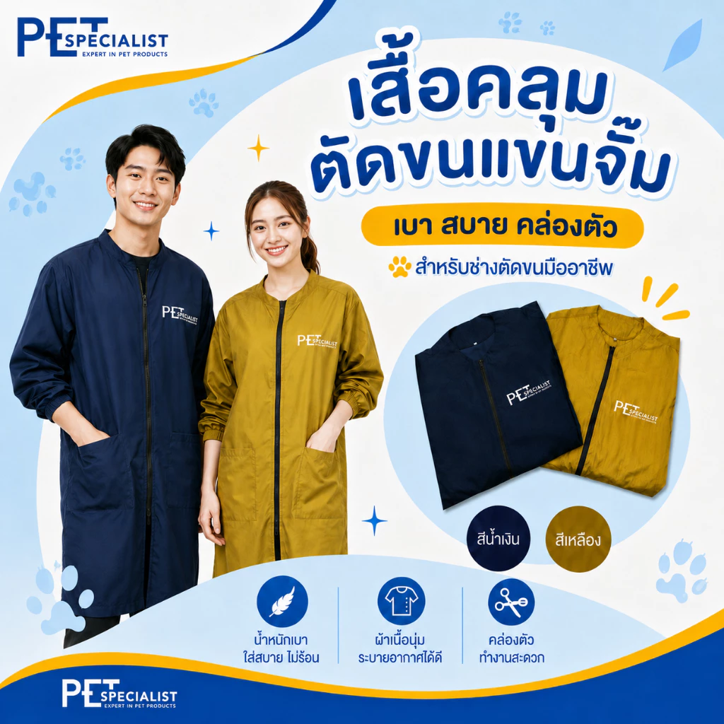 Petspecialist เสื้อคลุมตัดขน แขนจั๊ม