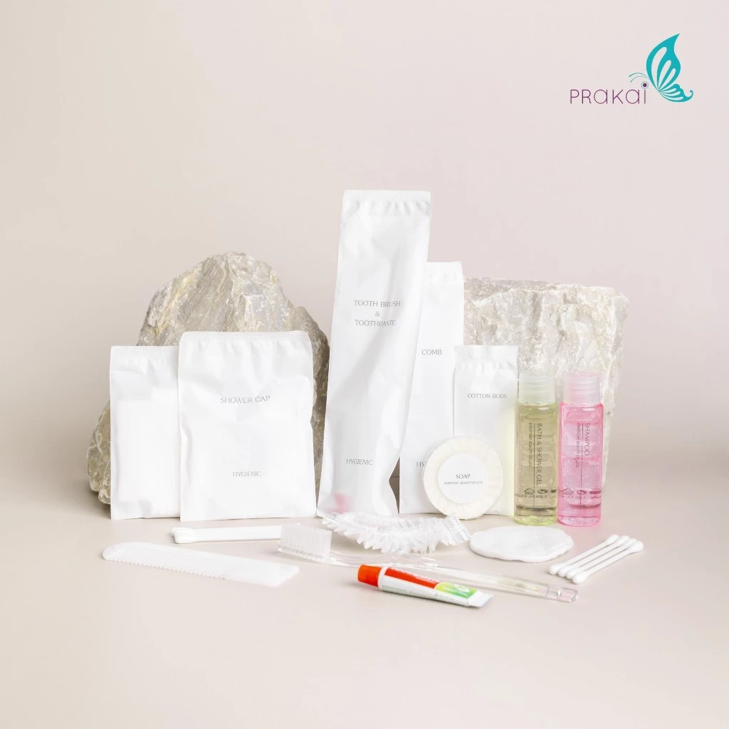 PRAKAIVANICH ชุด ของใช้โรงแรม แบบจัดเซ็ท【แพ็คละ 100 เซ็ท】ซองแบบประหยัด (ซองไฮเดน) สำหรับโรงแรม