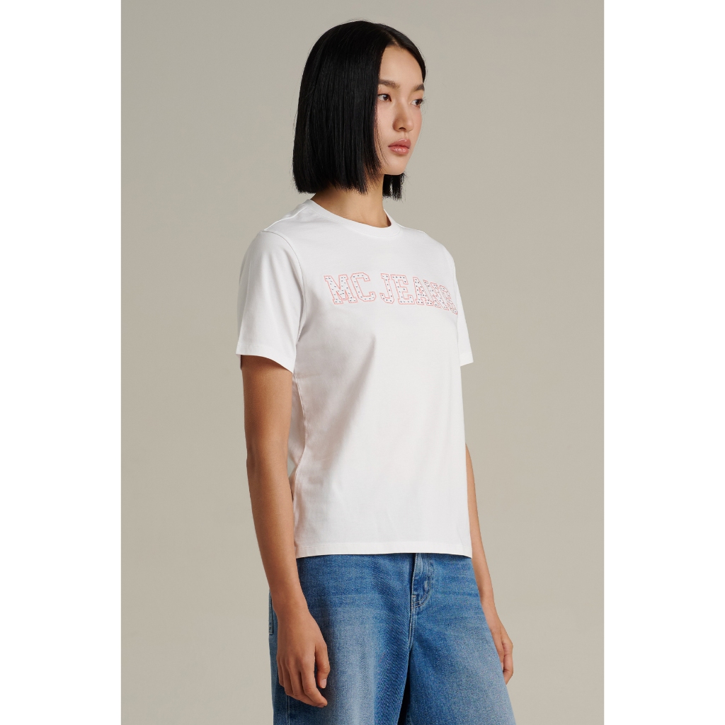 Mc JEANS (แม็คยีนส์) เสื้อยืดผู้หญิง เสื้อยืดแขนสั้น ทรงเรกูลาร์ Regular Fit T-Shirt มีให้เลือก 5 สี MTTZA27