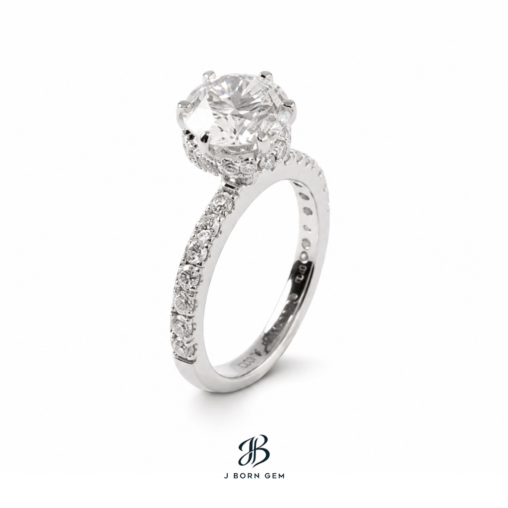 แหวนเพชร Hidden Halo Diamond Ring  2 ct Lab Grown Diamond ทองขาว 18K Fine Jewelry | J BORN GEM