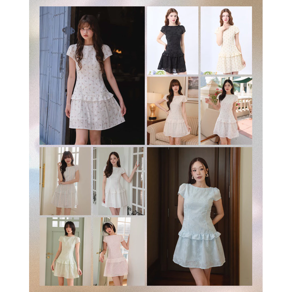 🛋️🪟🧸| KK001 เดรสสั้นระบายสะโพก ผ้าลายดอกไม้ 🧺(เช็ครายละเอียด/ไซส์ ก่อนสั่งนะคะ)
