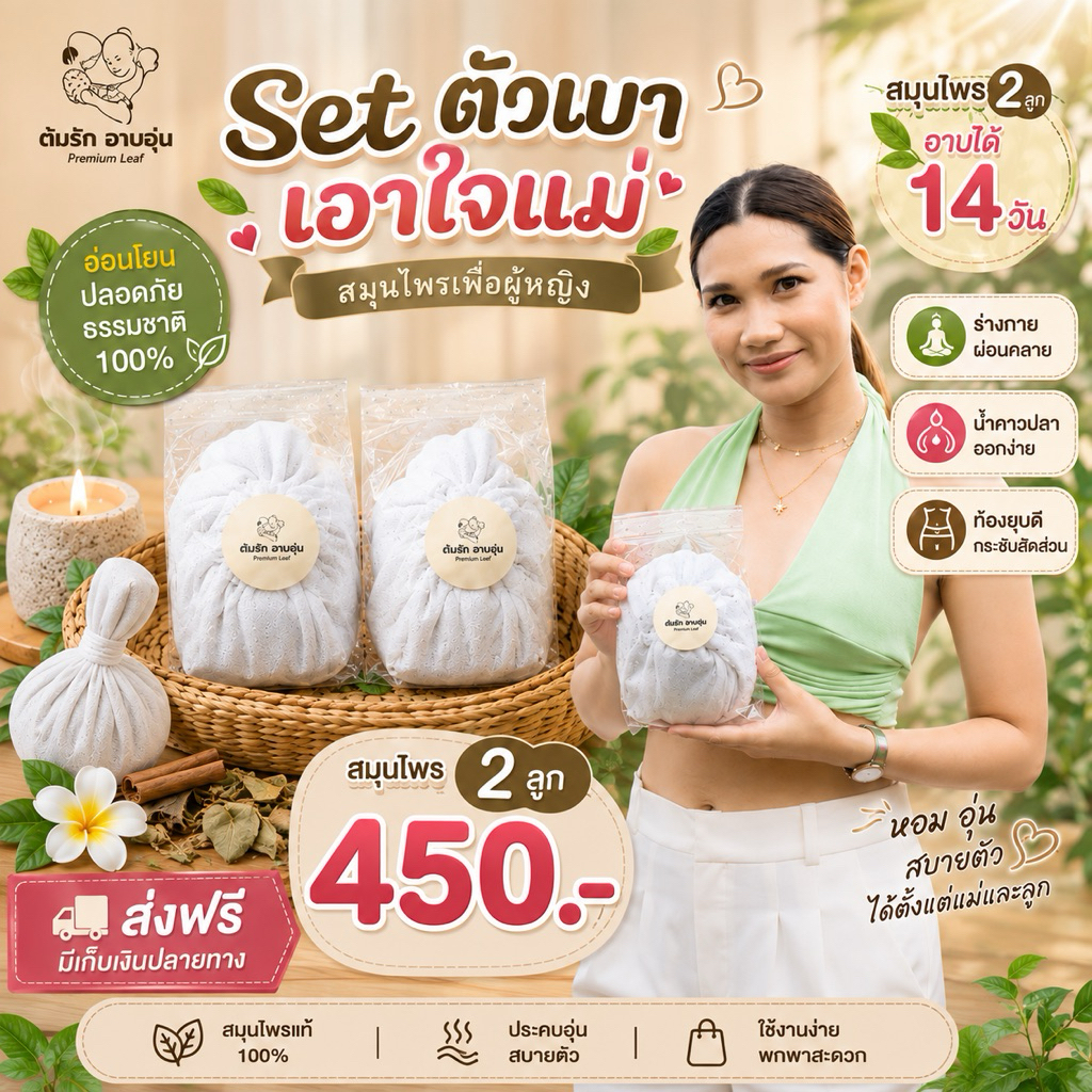 สมุนไพรอยู่ไฟหลังคลอด สูตรล้านนา 100% เซ็ท 14วัน