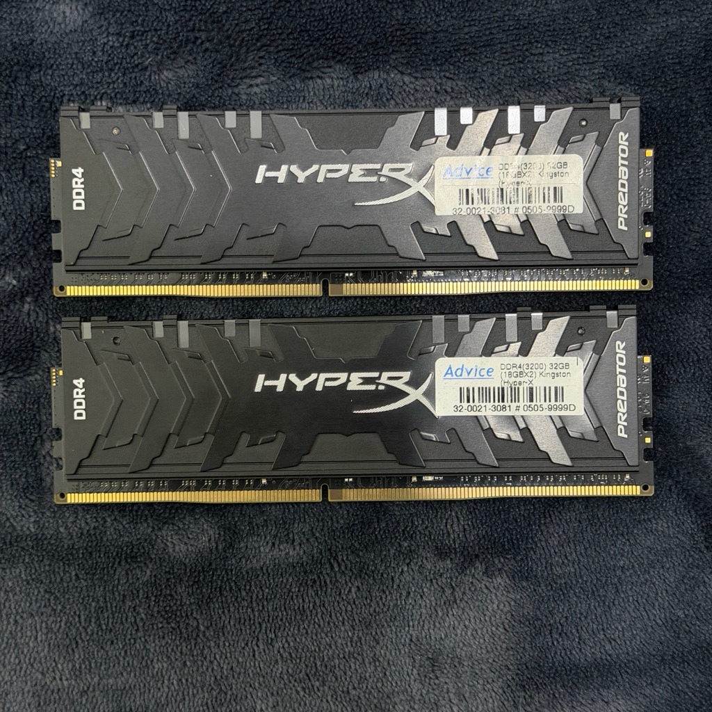 32GB (16GBx2) DDR4 3200MHz KINGSTON HyperX PREDATOR RGB (HX432C16PB3AK2/32)(แรมพีซี) Memory RAM (หน่
