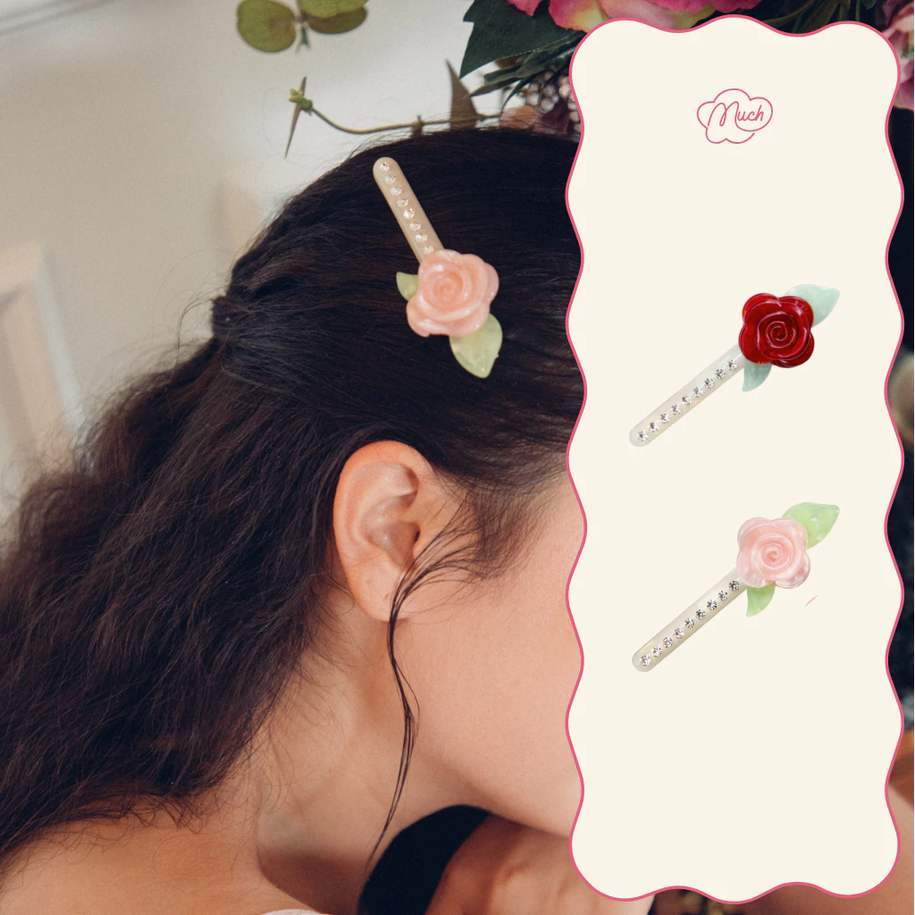 พร้อมส่ง VARY MUCH กิ๊บติดผม Vintage Rose Design VARYMUCH by VARYWELL 8 CM (1 pcs) แพคเกจถุงผ้าไหมแก้ว