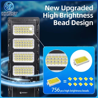 KKSKY โคมไฟถนนโซล่าเซลล์ 500000W สว่างค้าง ไฟโซล่าเซล ไฟถนนรีโมทคอนโทรล LED solar light IP68 กันน้ำ ไฟเซนเซอร์อัตโนมัติ