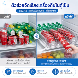 สต็อกพร้อมในกรุงเทพ ที่วางขวดเบียร์ โซดาแบบปรับความกว้างได้ สําหรับตู้เย็น ชั้นวางของซูเปอร์มาร์เก็ต