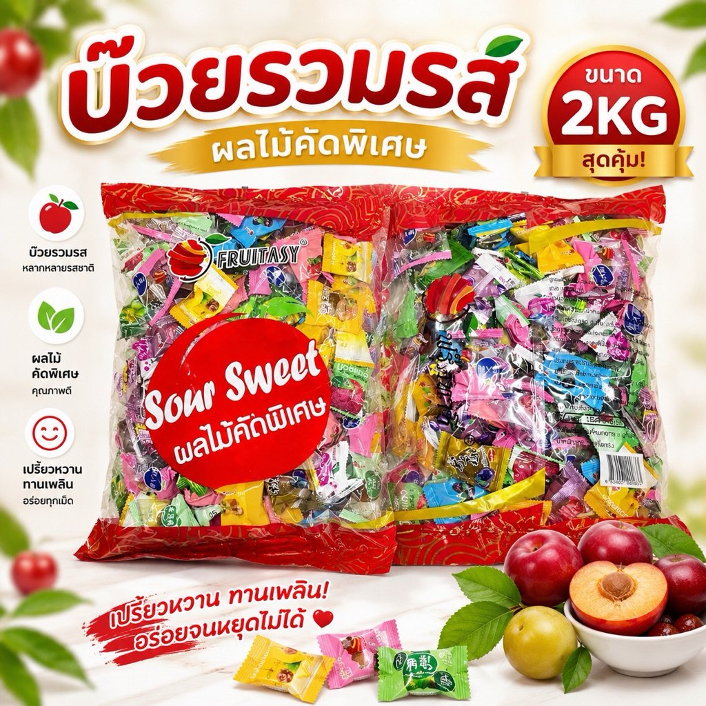 บ๊วยรวมรส 2กก. ยกลัง คุ้มสุดๆ ซื้อทานบ้าน หรือร้านค้า
