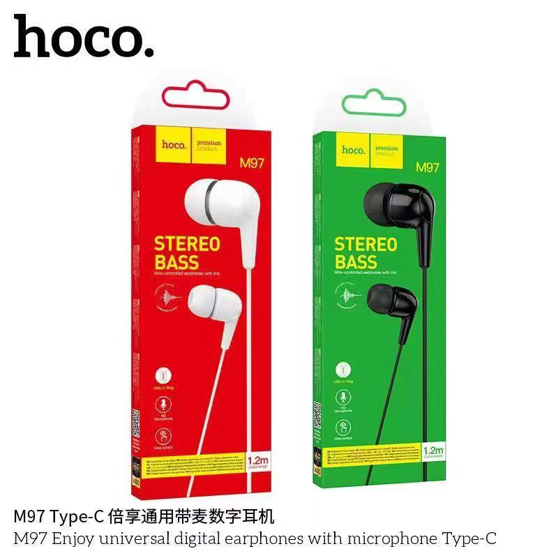 Hoco M97 AUX3.5/Type C หูฟังสมลทอร์ค หูฟังจุกยาง มีไมค์คุยได้ ใช้ได้ทุกรุ่น ของแท้