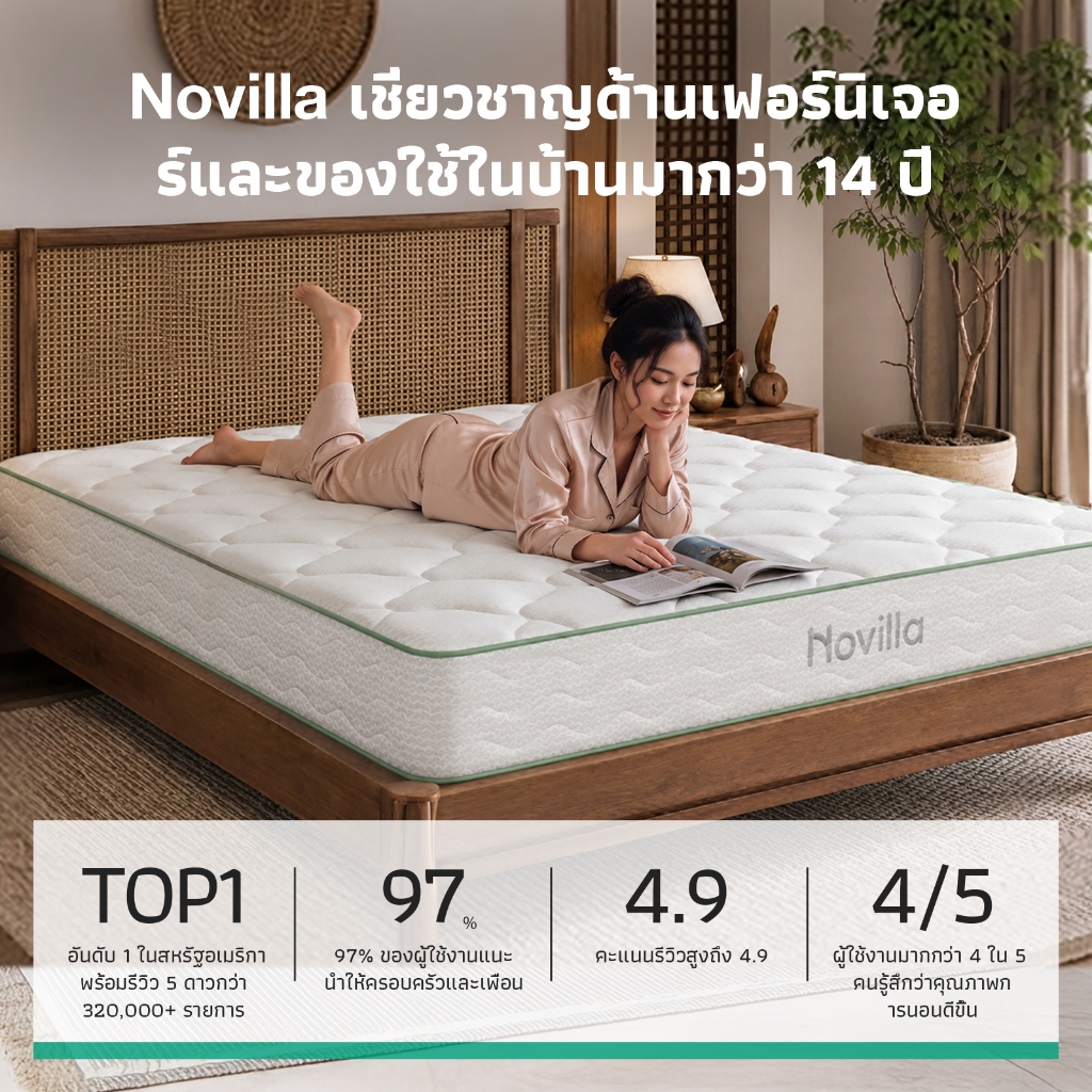 Novilla ที่นอนพ็อกเก็ตสปริง นุ่มเงียบ ระบายอากาศดี รุ่นMetaDream รับประกัน 10 ปี