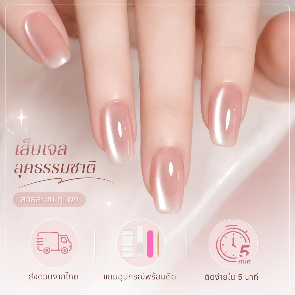 เล็บปลอมสีสุภาพ✨ใส่ทำงาน ใส่ได้ทุกวัน✨สีขับผิวขาว ใช้ซ้ำได้ แถมฟรีกาว แมทช์ได้กับทุกลุค 💢วัดไซส์ก่อนสั่ง