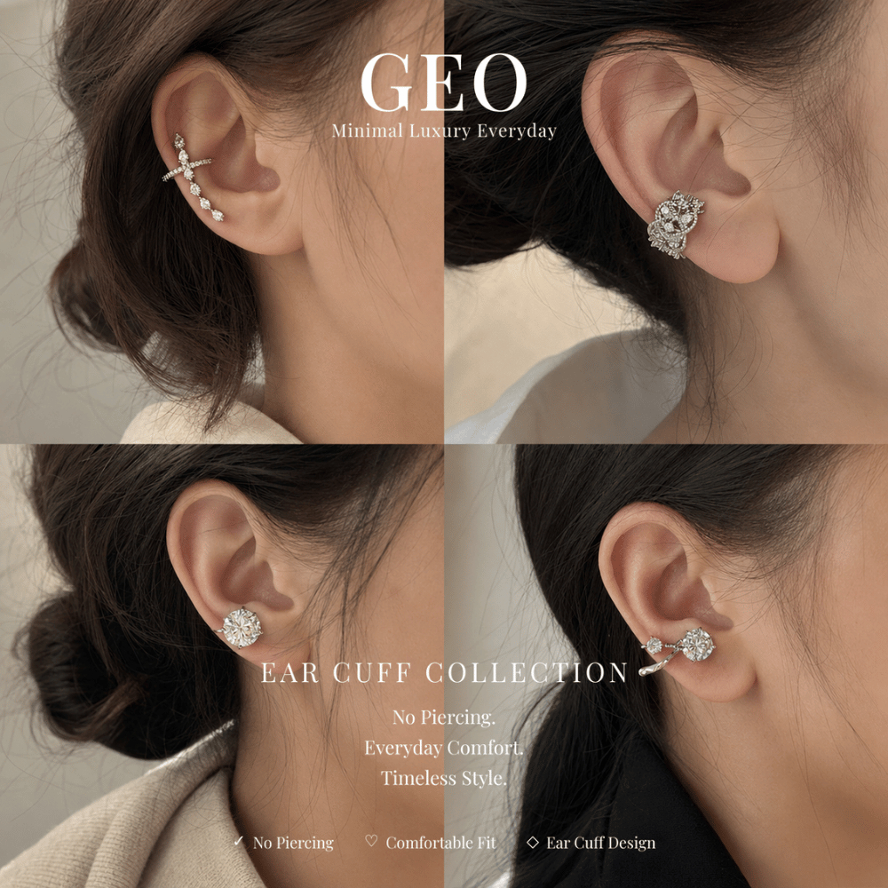 GEO Lumière Collection Ear Cuff ต่างหูไม่ต้องเจาะหู ประดับคริสตัล