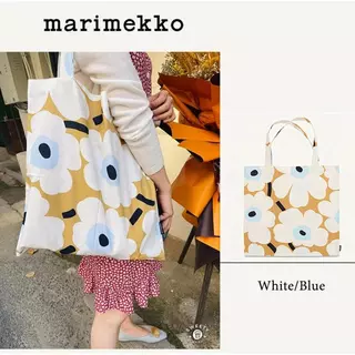 กระเป๋า Marimekko ของแท้ 100% พร้อมส่งในไทย! ! ราคาถูกที่สุด รีดได้ ถุงผ้าMarimekko Tote Bag กระเป๋าผ้า ขนาด 44x43cm