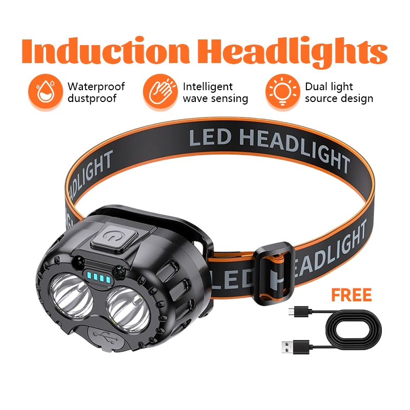 ไฟฉาย ไฟฉายแรงสูง กันน้ำ ไฟฉายคาดหัว Led Flashlight ไฟฉายแบบพกพา สำหรับปีนเขา/กลางแจ้ง/ตกปลา