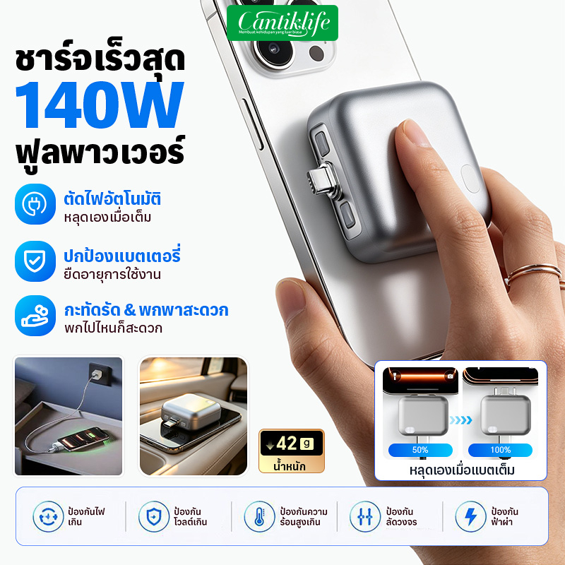 140W มาพร้อมระบบป้องกันการชาร์จเกินชาร์จเต็มเด้งออก AI Recognition ช่วยให้ชาร์จไฟได้อย่างปลอดภัยตลอดคืน และมีระบบหยุดการ
