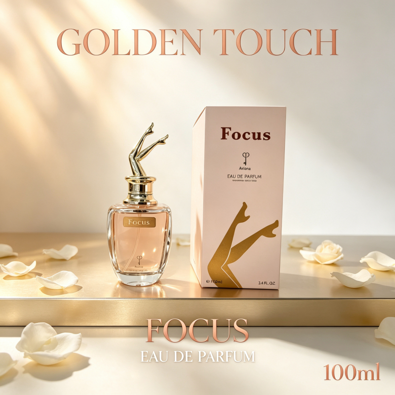 Ariana Focus Eau De Parfum 100ml, Creative Silver High Heels Sculpture Cap, Warm Amber Fragrance, Lo