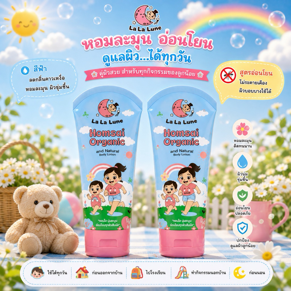โลชั่นลดกลิ่นคาวเหงื่อ Homsai Organic by LaLaLune