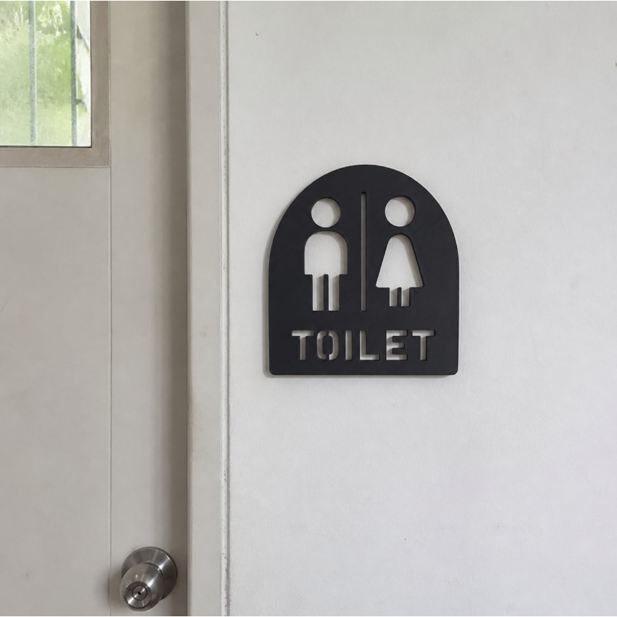 ป้ายห้องน้ำ 3D Mini Arch Toilet Sign ป้ายสัญลักษณ์ห้องน้ำชายหญิง สไตล์คาเฟ่เกาหลี (พื้นขาว/พื้นดำ)