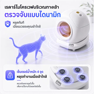 กระบะทรายแมวอัต80L ห้องน้ำแมวอัต ห้องน้ำเเมวแบบอัตโนมัติ การชั่งน้ำหนักอัจฉริยะ Automatic cat litter box ห้องน้ำแมว