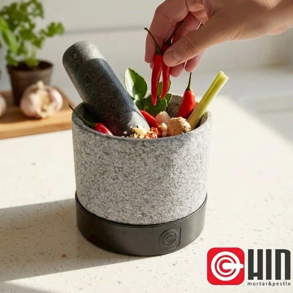 [ของแท้ 100%] Hin Mortar รุ่น Mini ครกหินขนาดเล็กเพียง 6 นิ้ว น้ำหนักเบา ตัวผิวเรียบ ครกทันสมัย