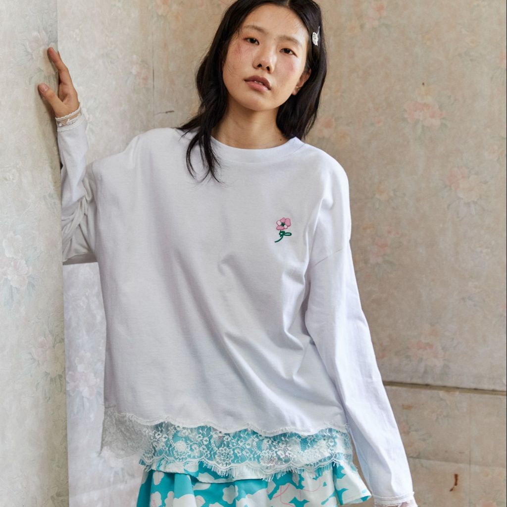 [เริ่มจัดส่ง 1-3 กย]Endless Holiday Lace Whisper Longsleeve Tee Holiday Cloud