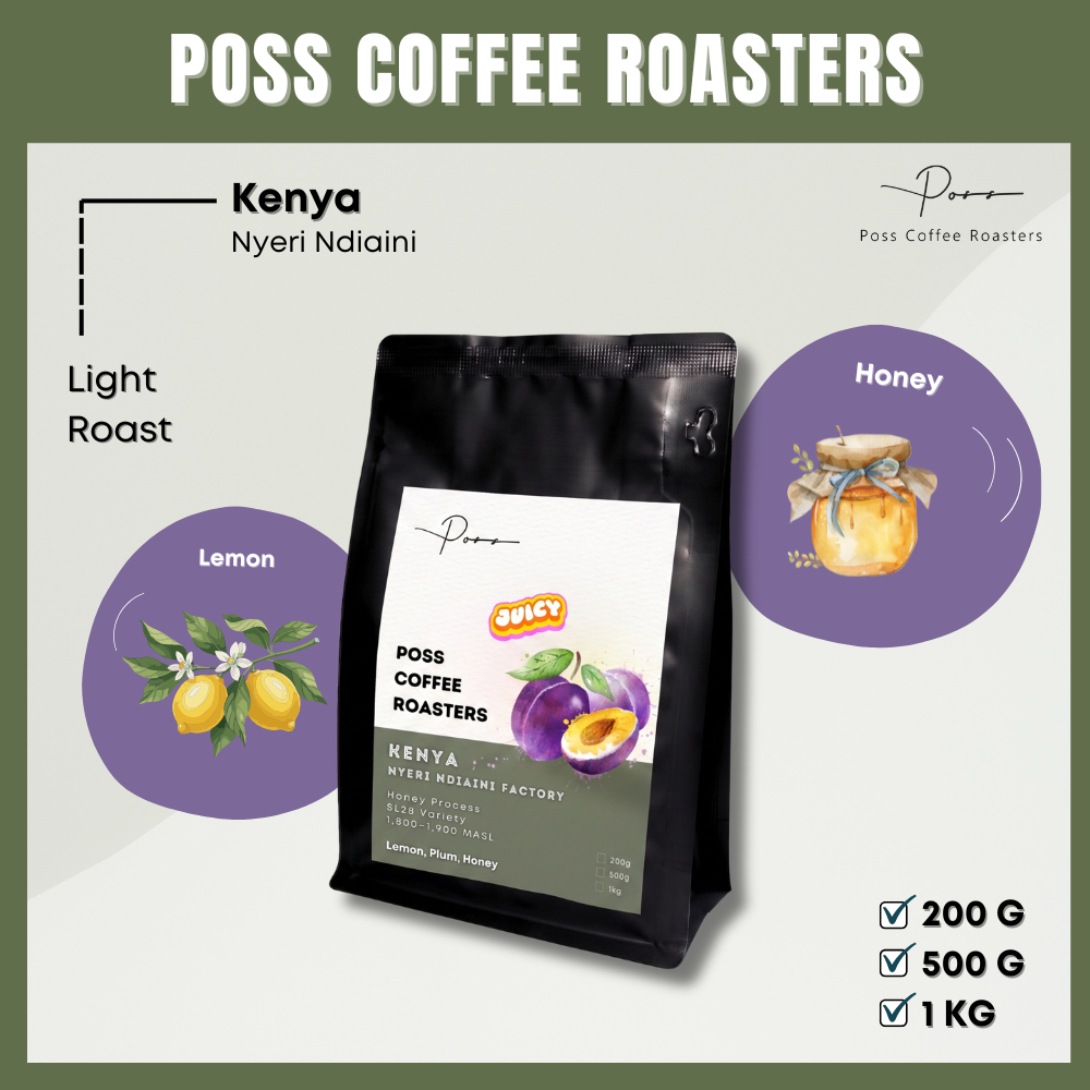 เมล็ดกาแฟคั่วอ่อน Kenya Nyeri Ndiaini Honey 200g 500g 1kg - Poss Coffee Roasters