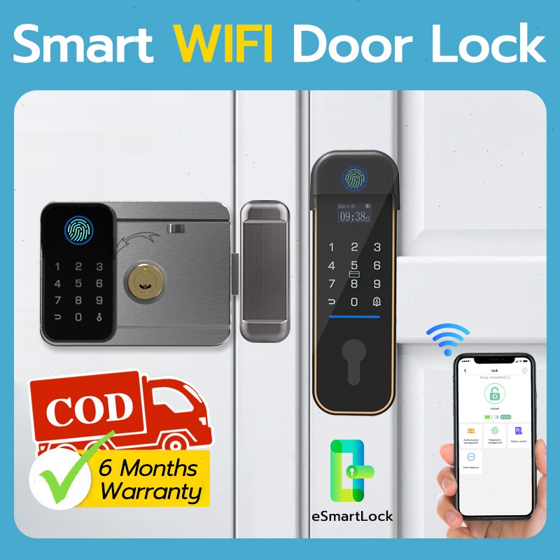 ล็อคประตูแบบดิจิทัลอัจฉริยะ WIFI รองรับรหัสผ่านสองด้าน พร้อม WiFi กันน้ำสำหรับใช้งานภายนอกอาคาร พร้อมฝาครอบกันน้ำ 2 ชิ้น