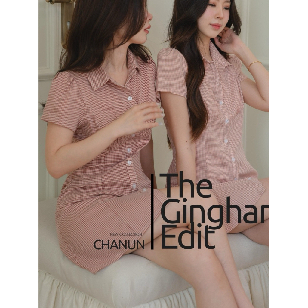 CHANUN-Hazel Dress เดรสแขนสั้นลายสก็อต (CN-097)