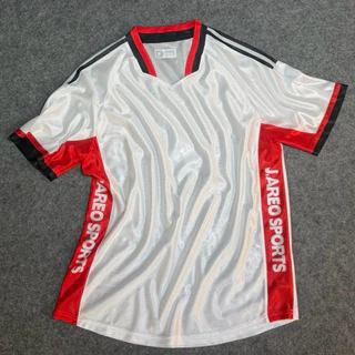 เสื้อ_jAreo_ผ้ามันเงาบาง_สีขาว_แถบแดง