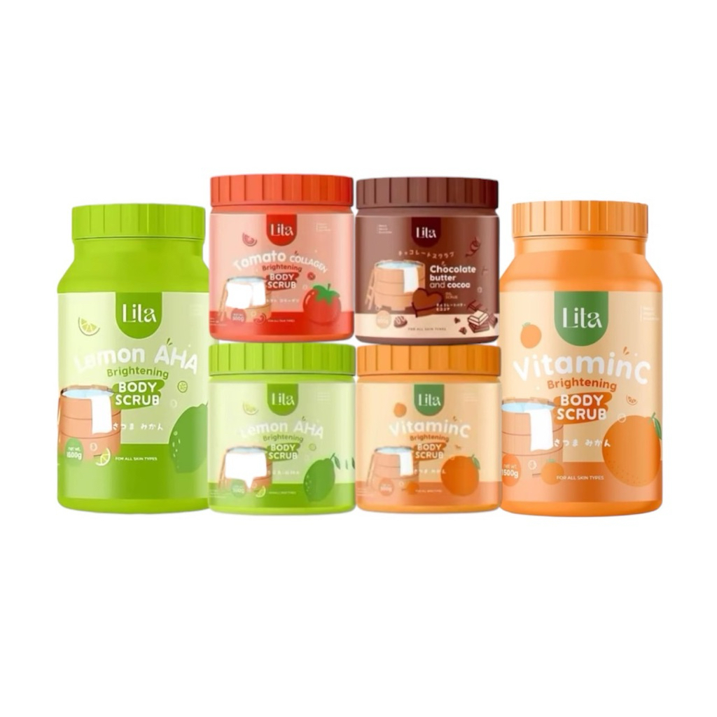 Lita Brightening Body Scrub สครับขัดผิว ลิต้า บอดี้สครับ Lemon AHA / Vitamin C / Tomato Collagen / Chocolate