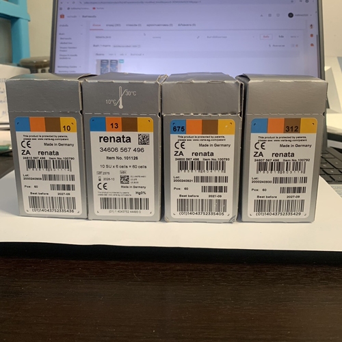ถ่านกระดุม Renata ZA10 / ZA13 / ZA 675 / ZA312 ของแท้ 1.45V  (แบ่งจำหน่ายยกกล่อง จะมี 10แผง)
